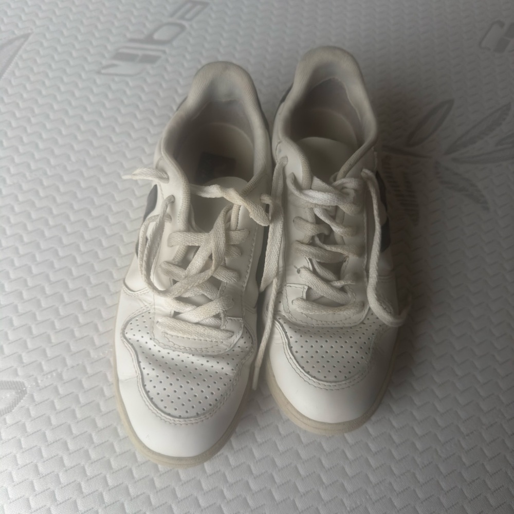 White Sneakers with Black Accents